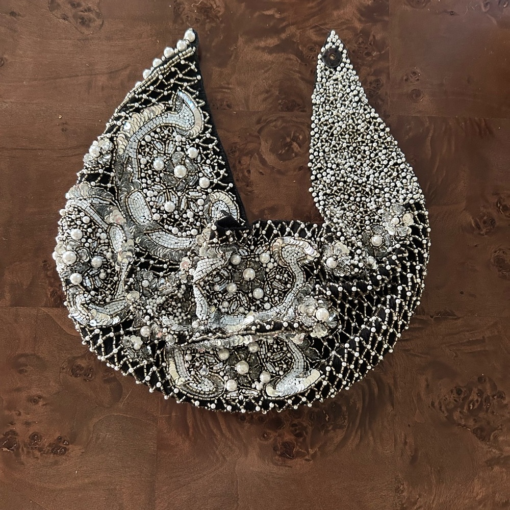 Large Mignonne Gavigan Black and Silver Statement Necklace